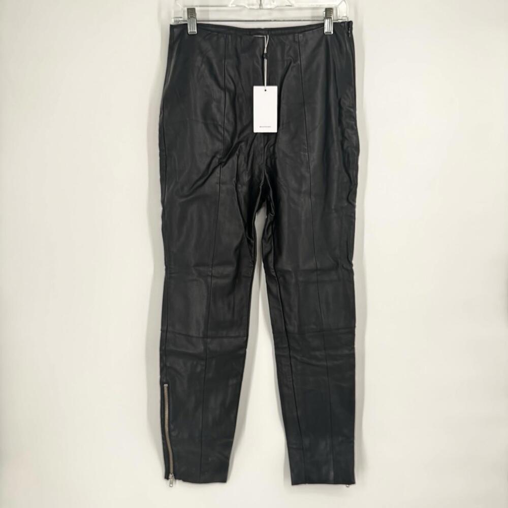 Lovers + Friends pants womens medium M black faux leather zip ankle rock emo